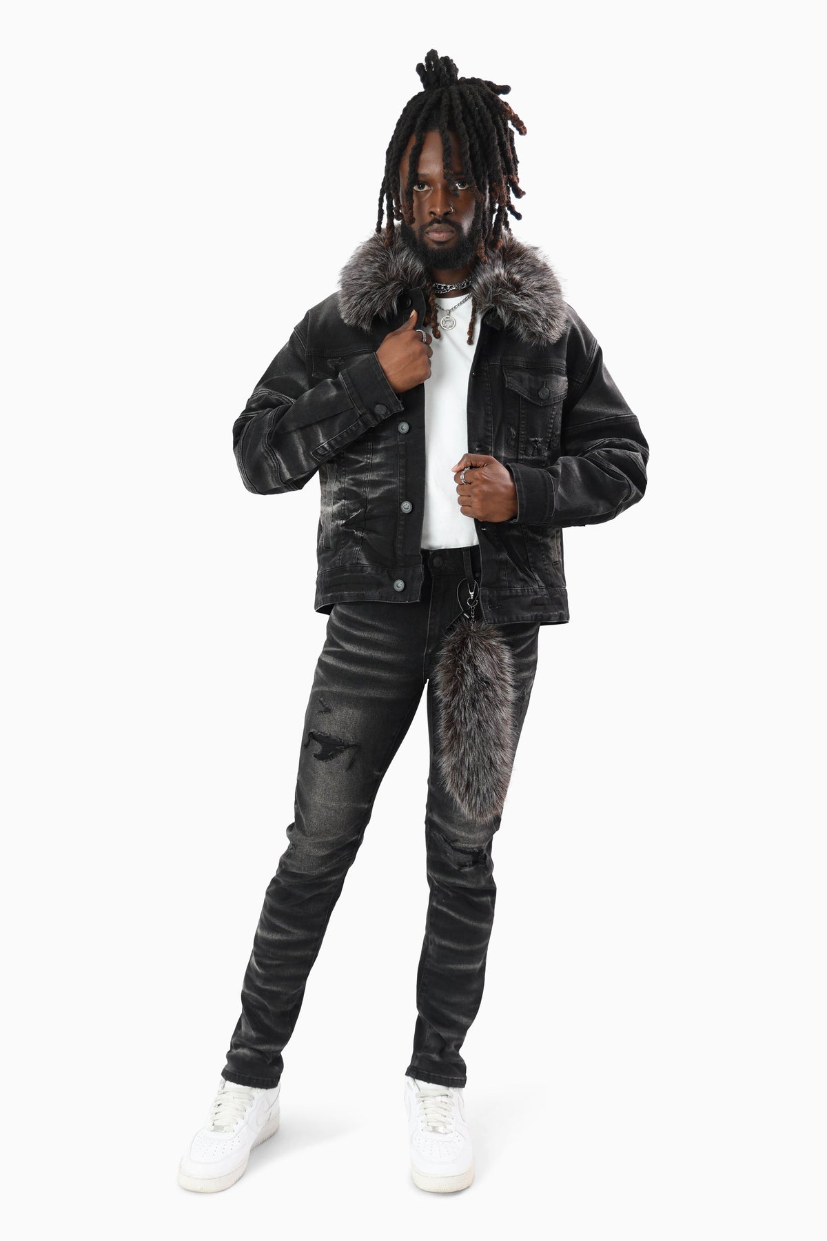 Smoke Rise Vintage Wash Fur Chain Jeans