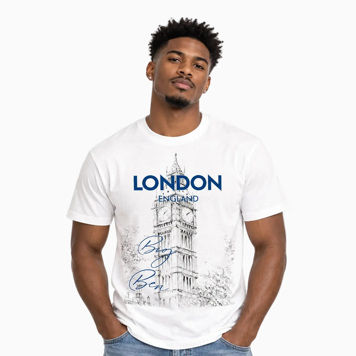 Luxe "London" Tee - White/Blue