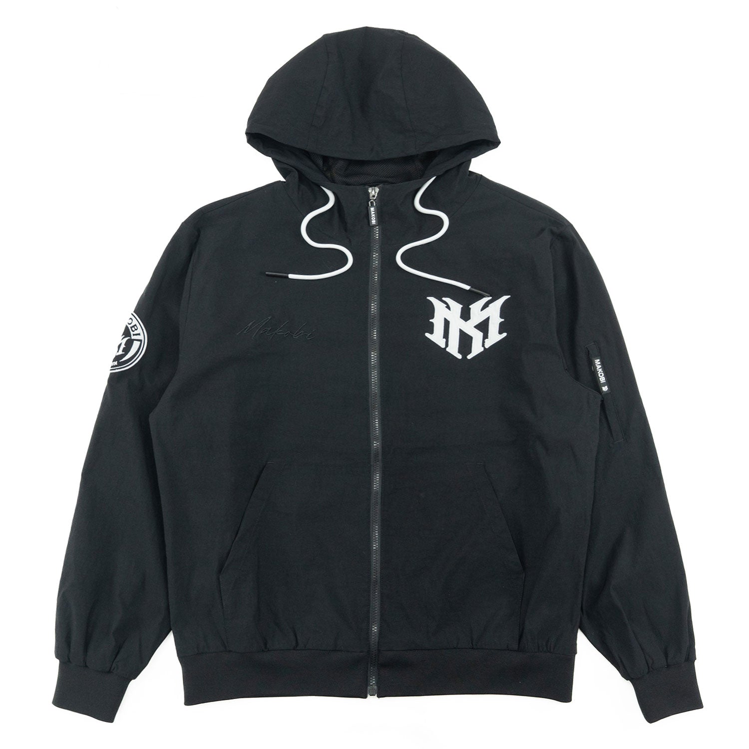 Makobi "Adorni" Nylon Zip-up Hooded Windbreaker Jacket
