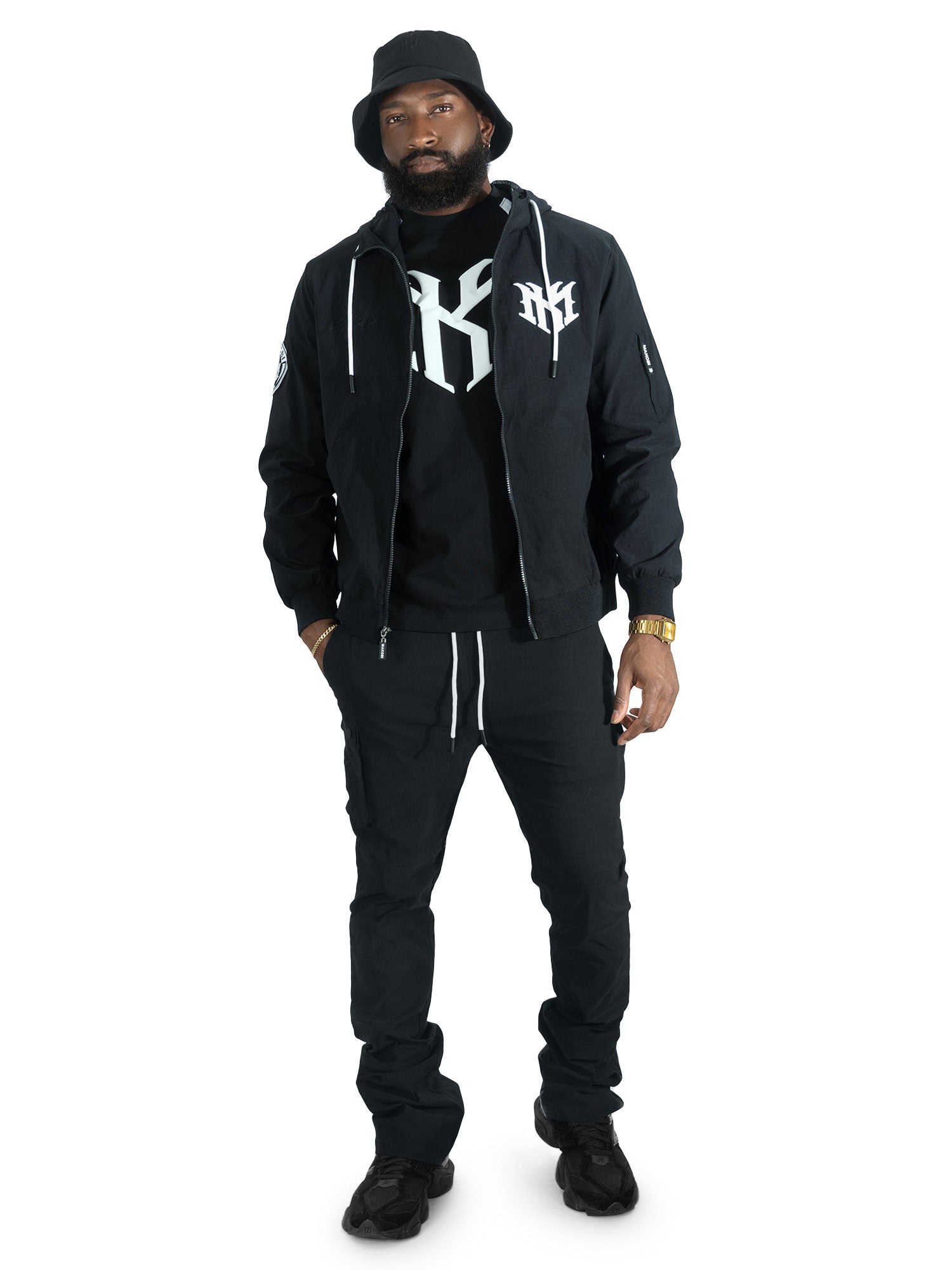 Makobi "Adorni" Nylon Zip-up Hooded Windbreaker Jacket