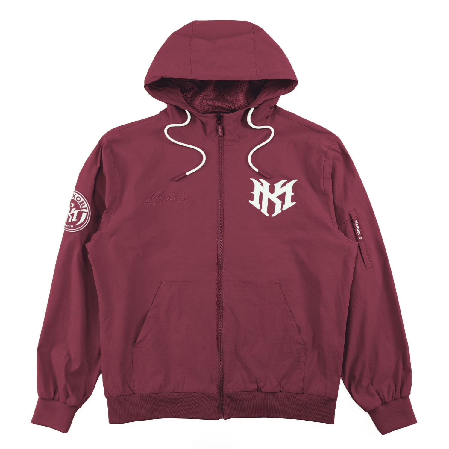 Makobi "Adorni" Nylon Zip-up Hooded Windbreaker Jacket