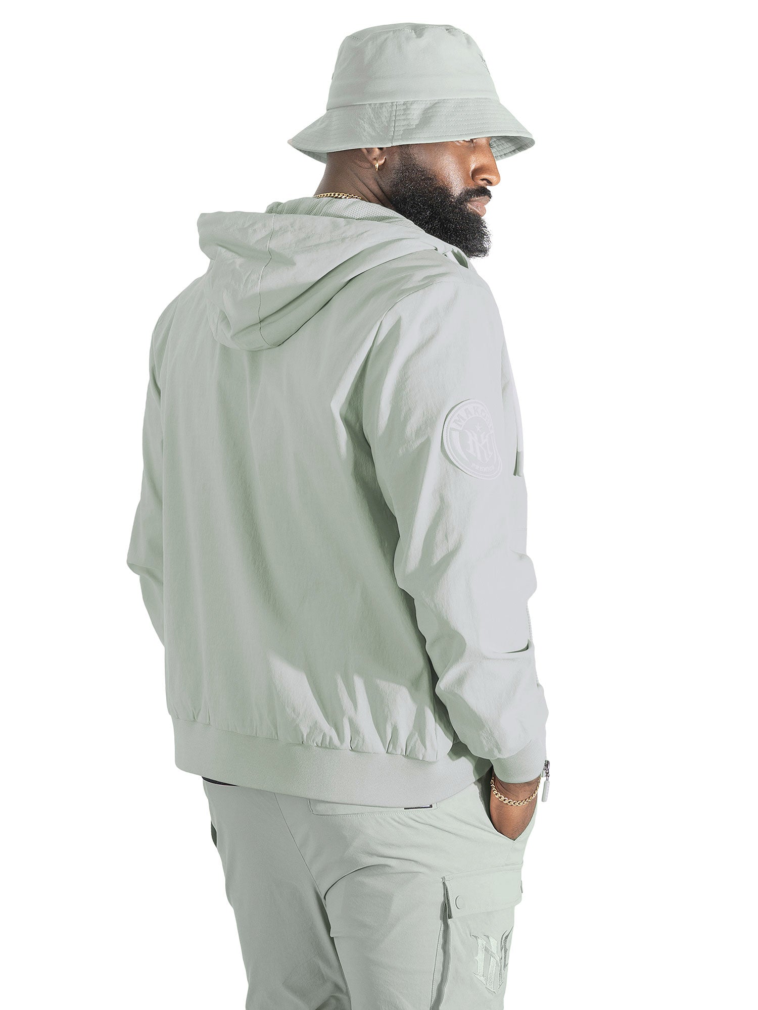 Makobi "Adorni" Nylon Zip-up Hooded Windbreaker Jacket
