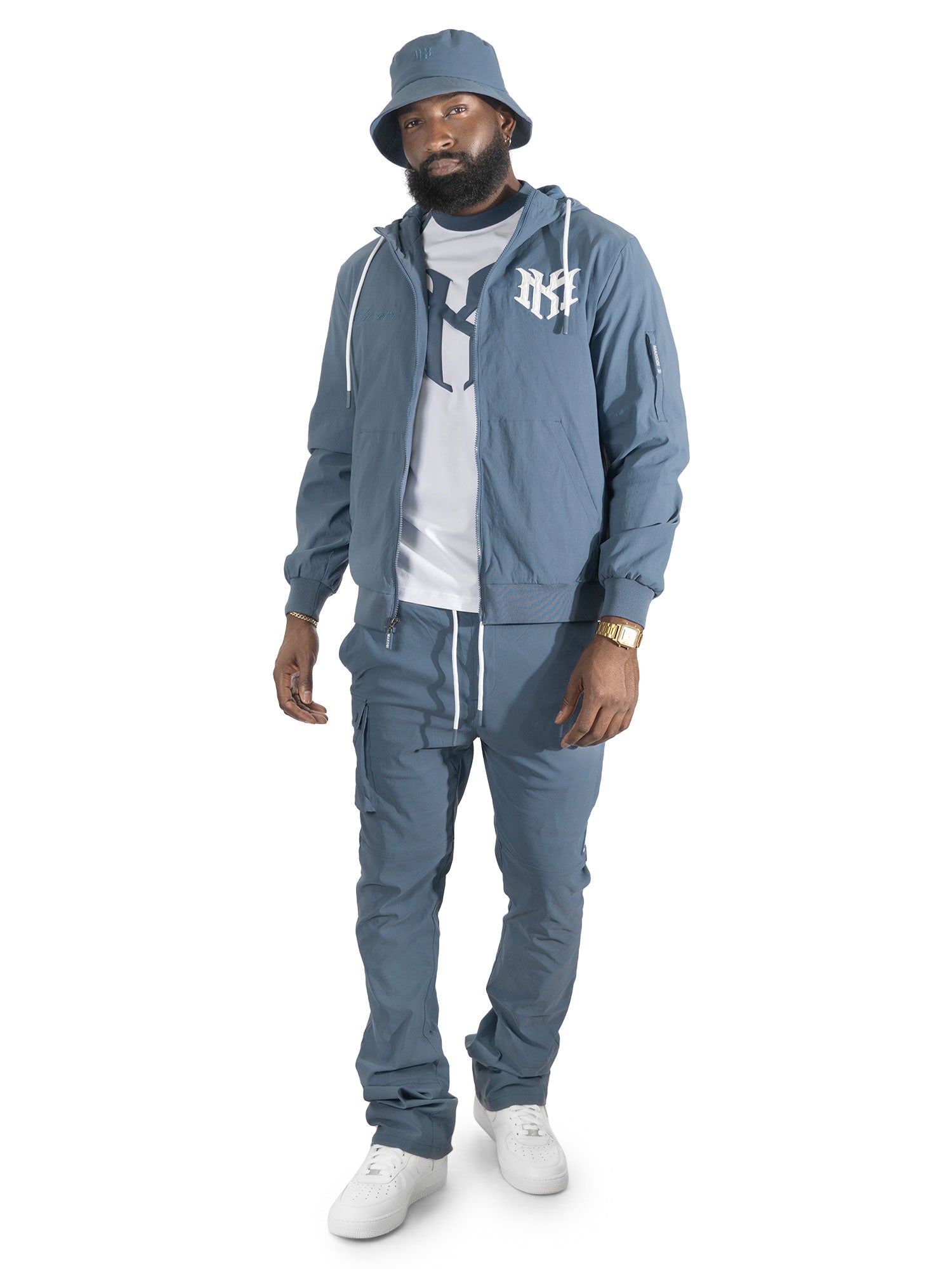 Makobi "Adorni" Nylon Zip-up Hooded Windbreaker Jacket