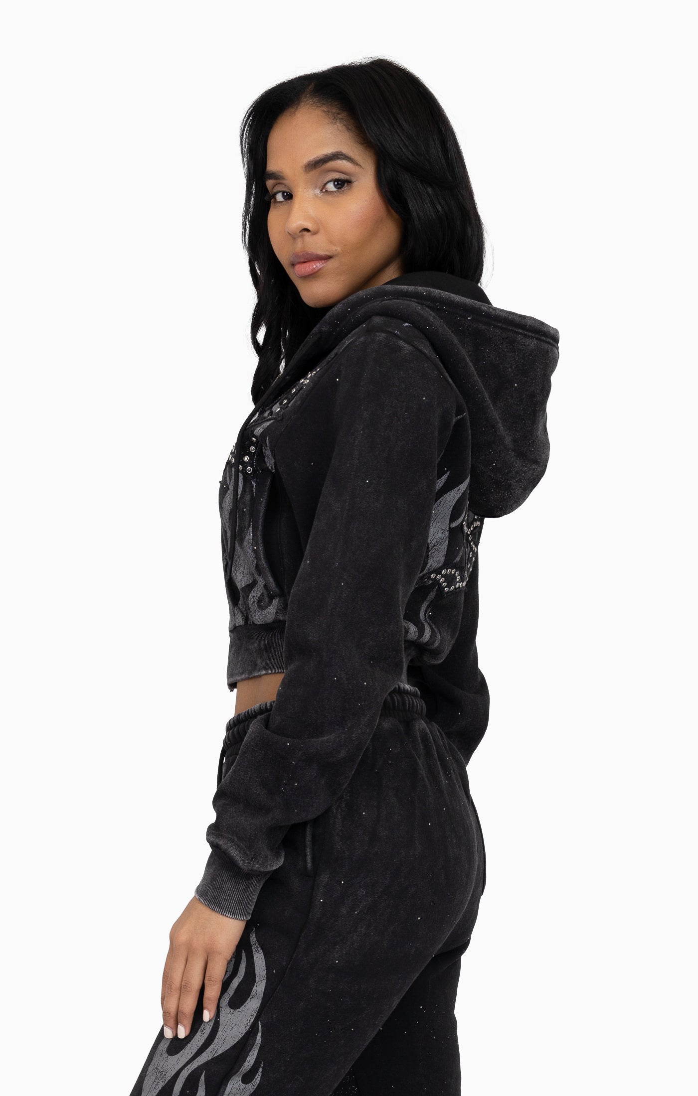 Smoke Rise Women's Sparkling Zip-up Jogging Set