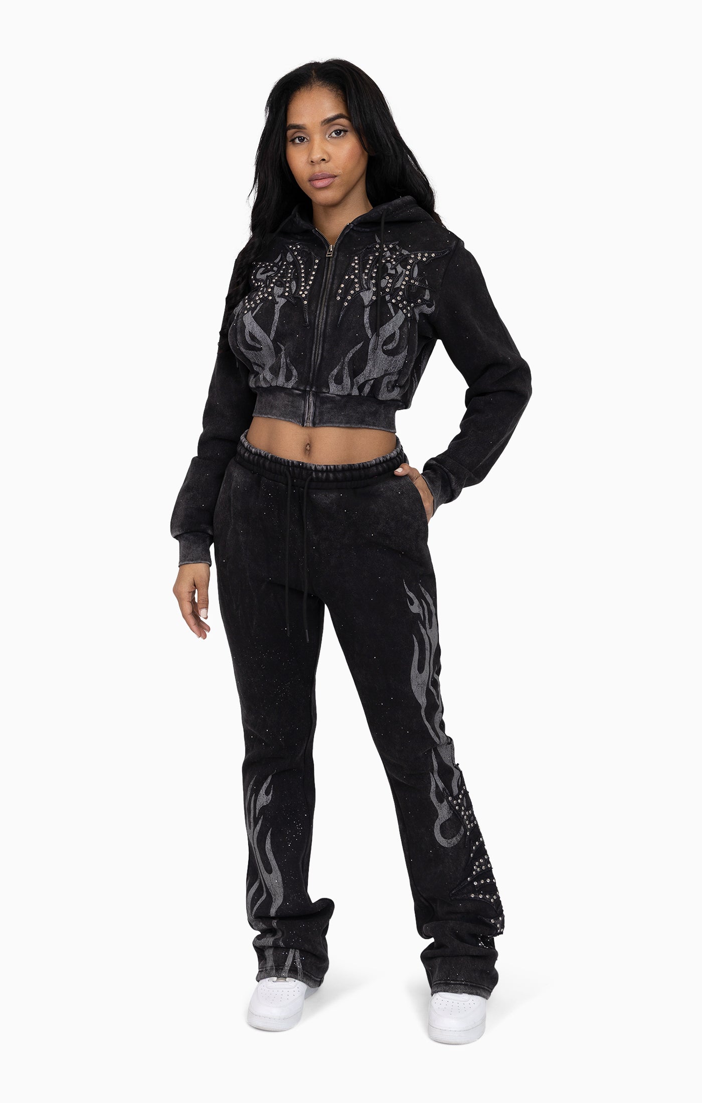 Smoke Rise Women's Sparkling Zip-up Jogging Set