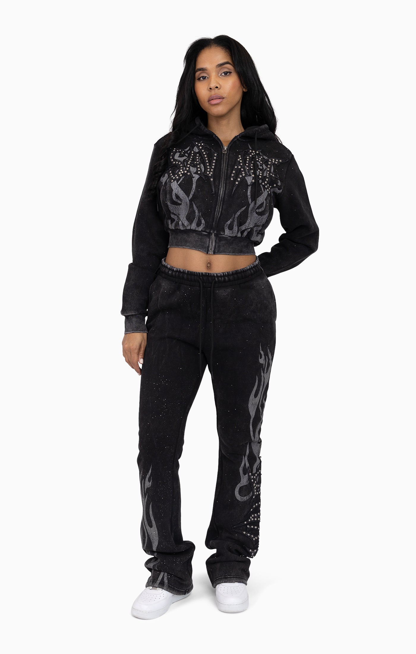 Smoke Rise Women's Sparkling Zip-up Jogging Set