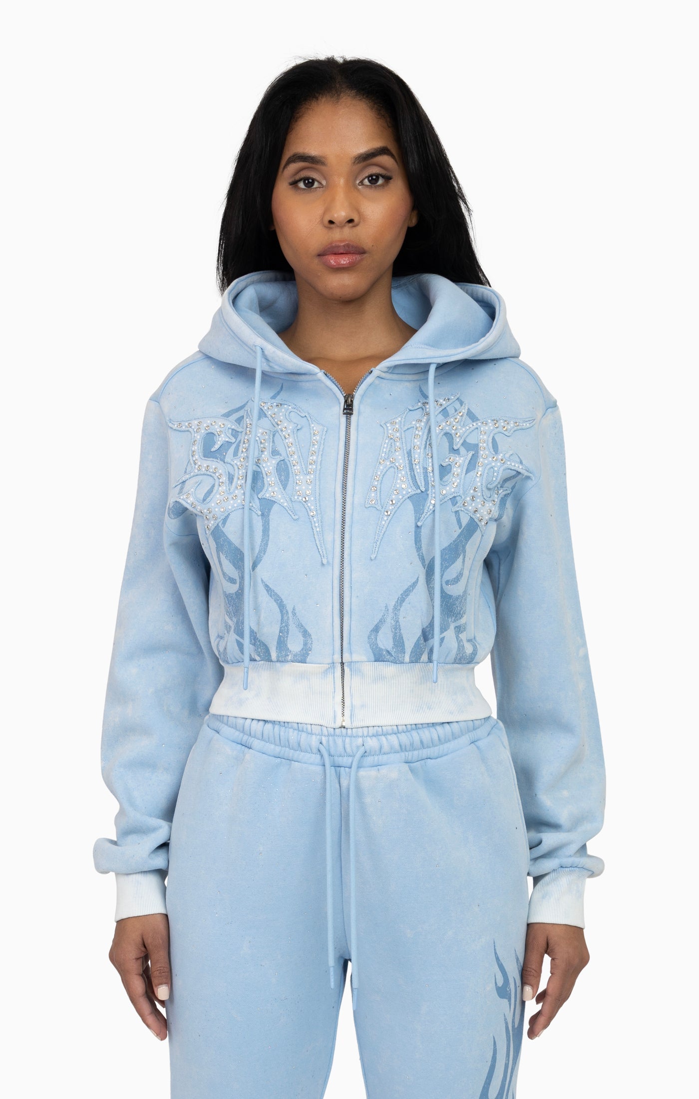Smoke Rise Women's Sparkling Zip-up Jogging Set