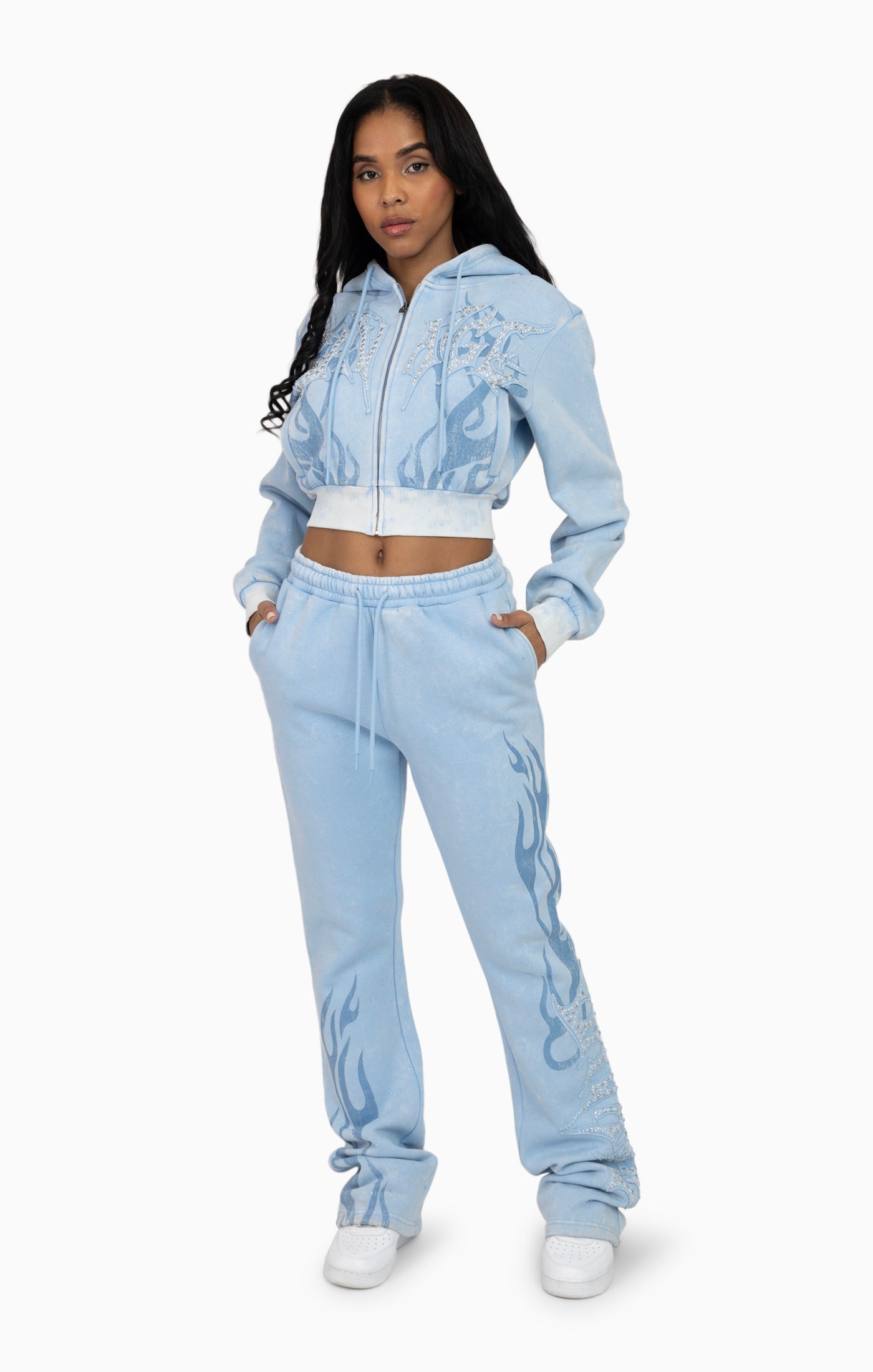 Smoke Rise Women's Sparkling Zip-up Jogging Set