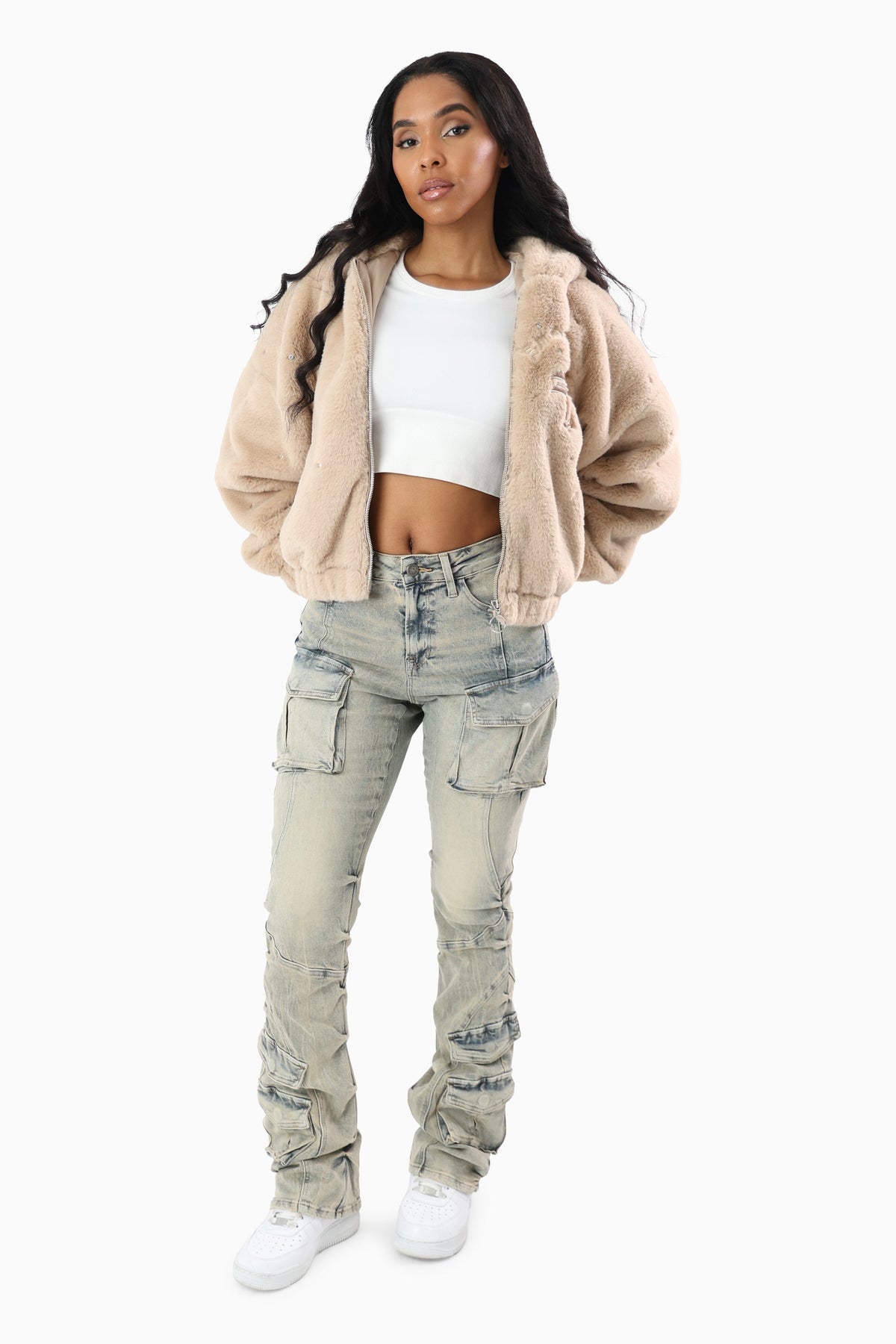 Smoke Rise Women's Faux Fur Rhinestone Jacket
