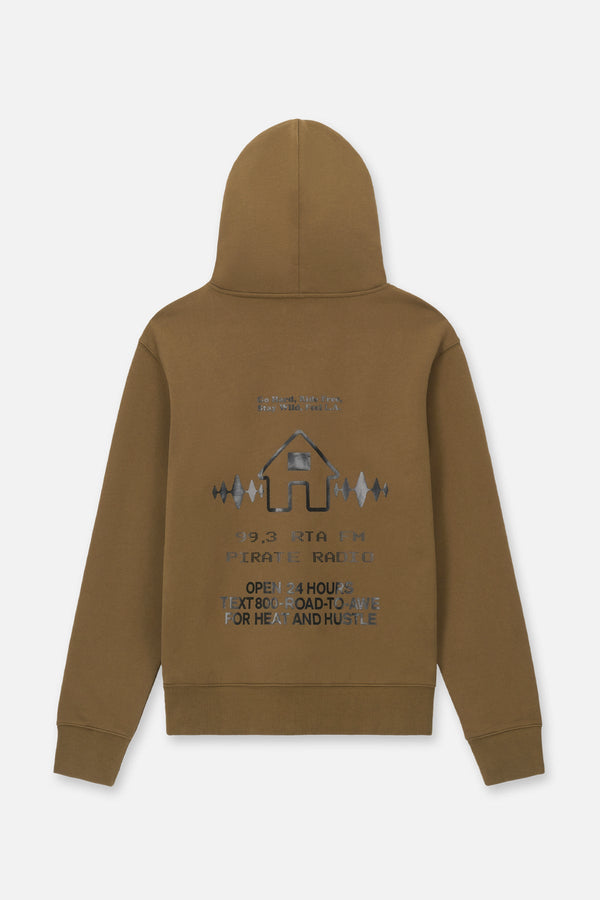 RTA Dion Hoodie Teak Radio House "Go Hard Ride Free" Brown