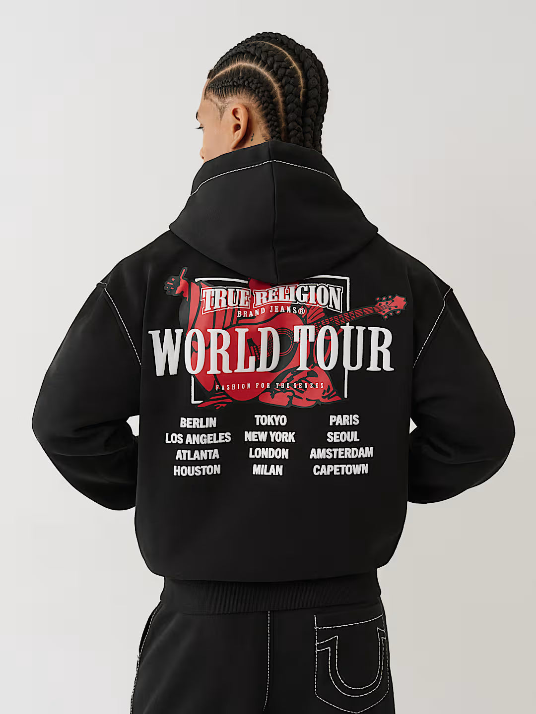 True Religion Anniversary Cinched Big T Zip Up Hoodie & Baggy Sweatpants Jogging Set