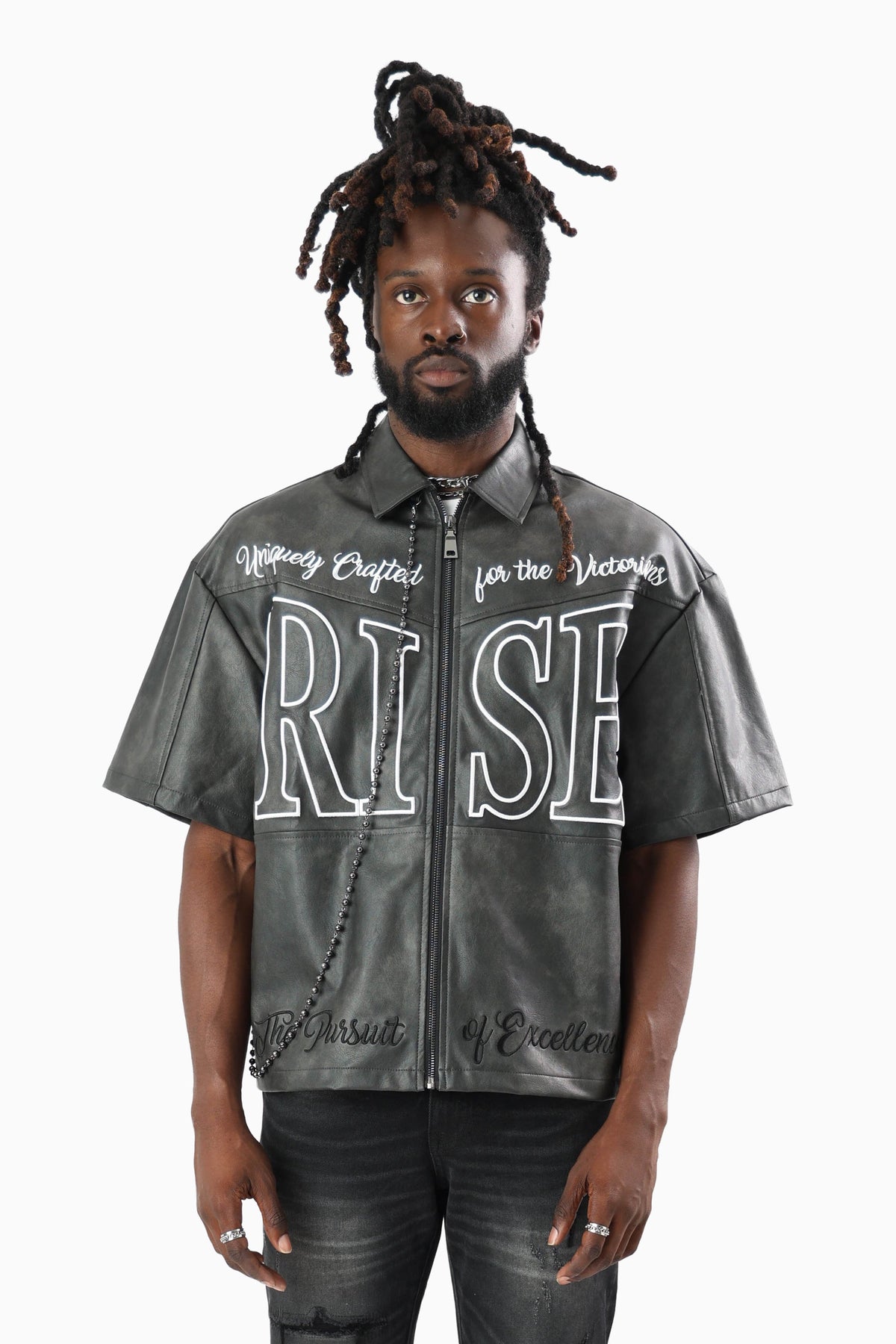 Smoke Rise "Royalty" Colorblack Leather Full Zip Shirt