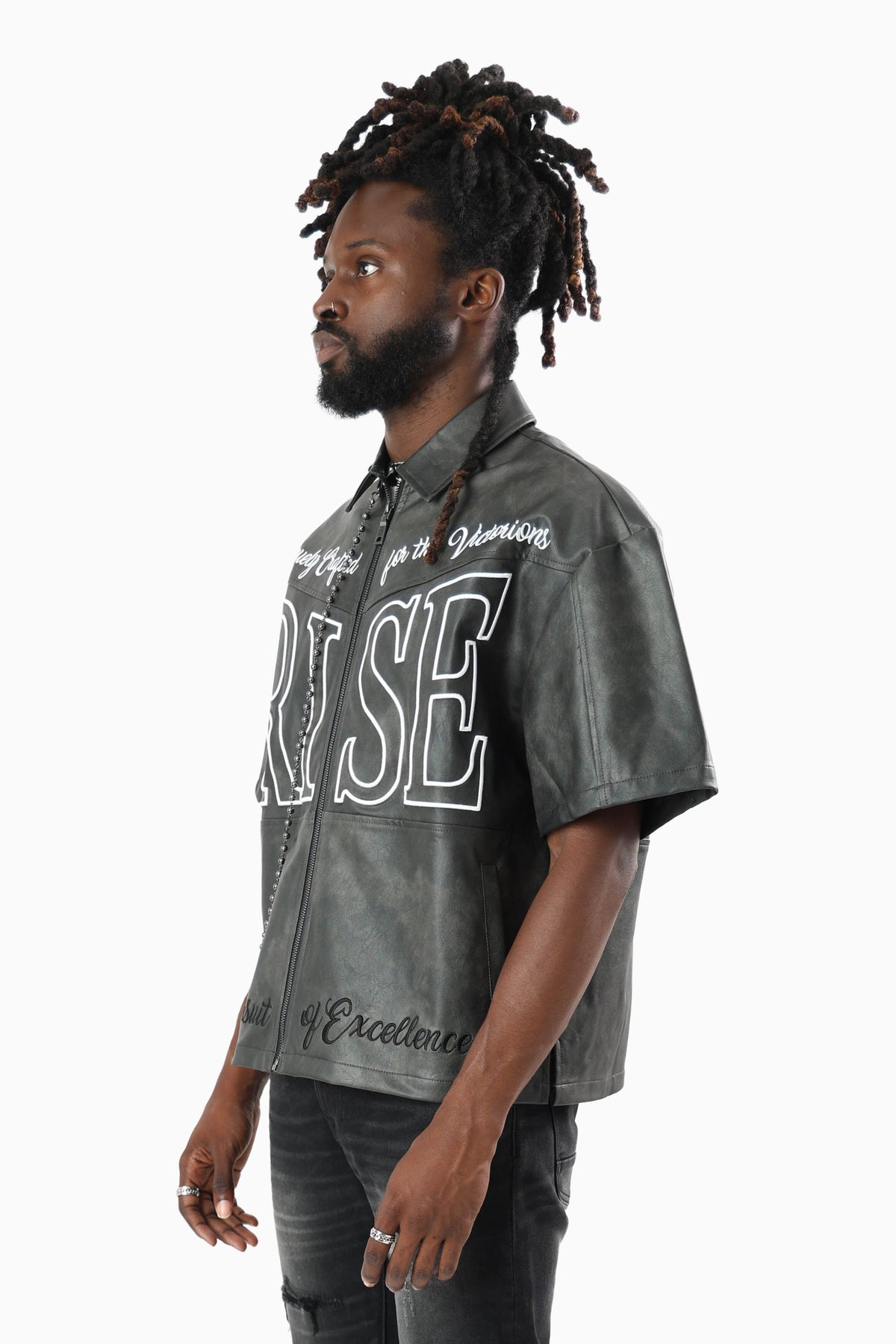 Smoke Rise "Royalty" Colorblack Leather Full Zip Shirt