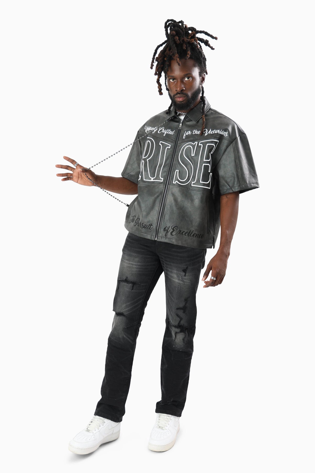 Smoke Rise "Royalty" Colorblack Leather Full Zip Shirt