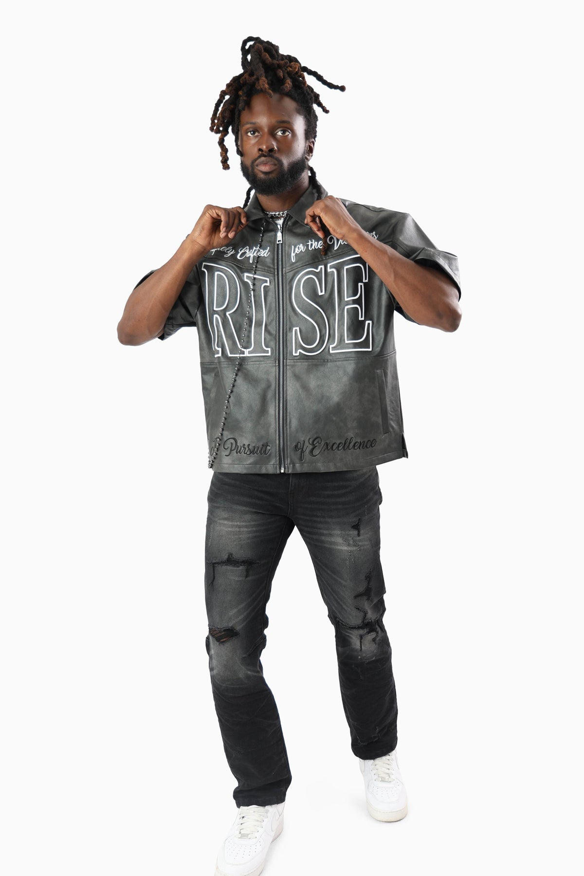 Smoke Rise "Royalty" Colorblack Leather Full Zip Shirt