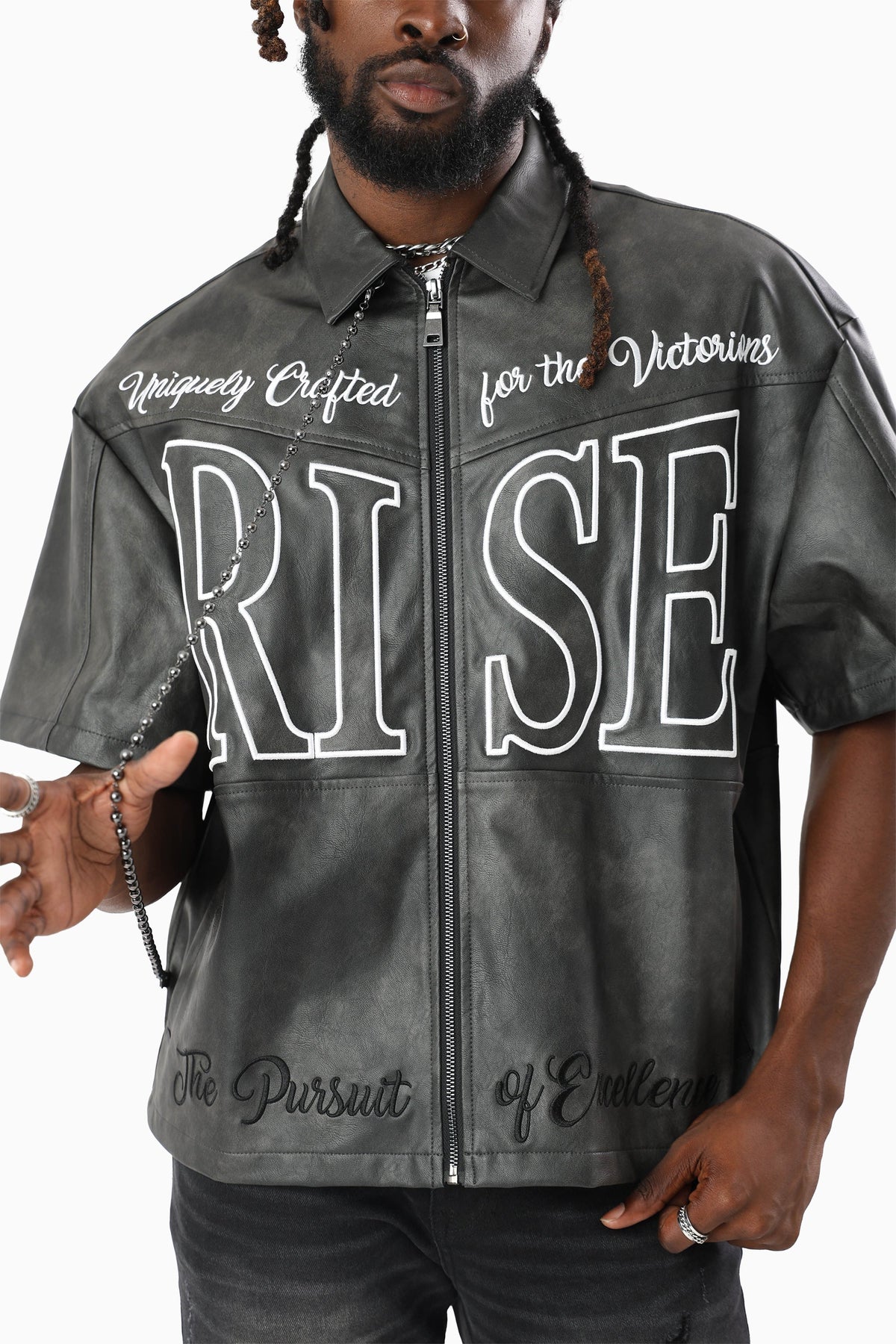 Smoke Rise "Royalty" Colorblack Leather Full Zip Shirt