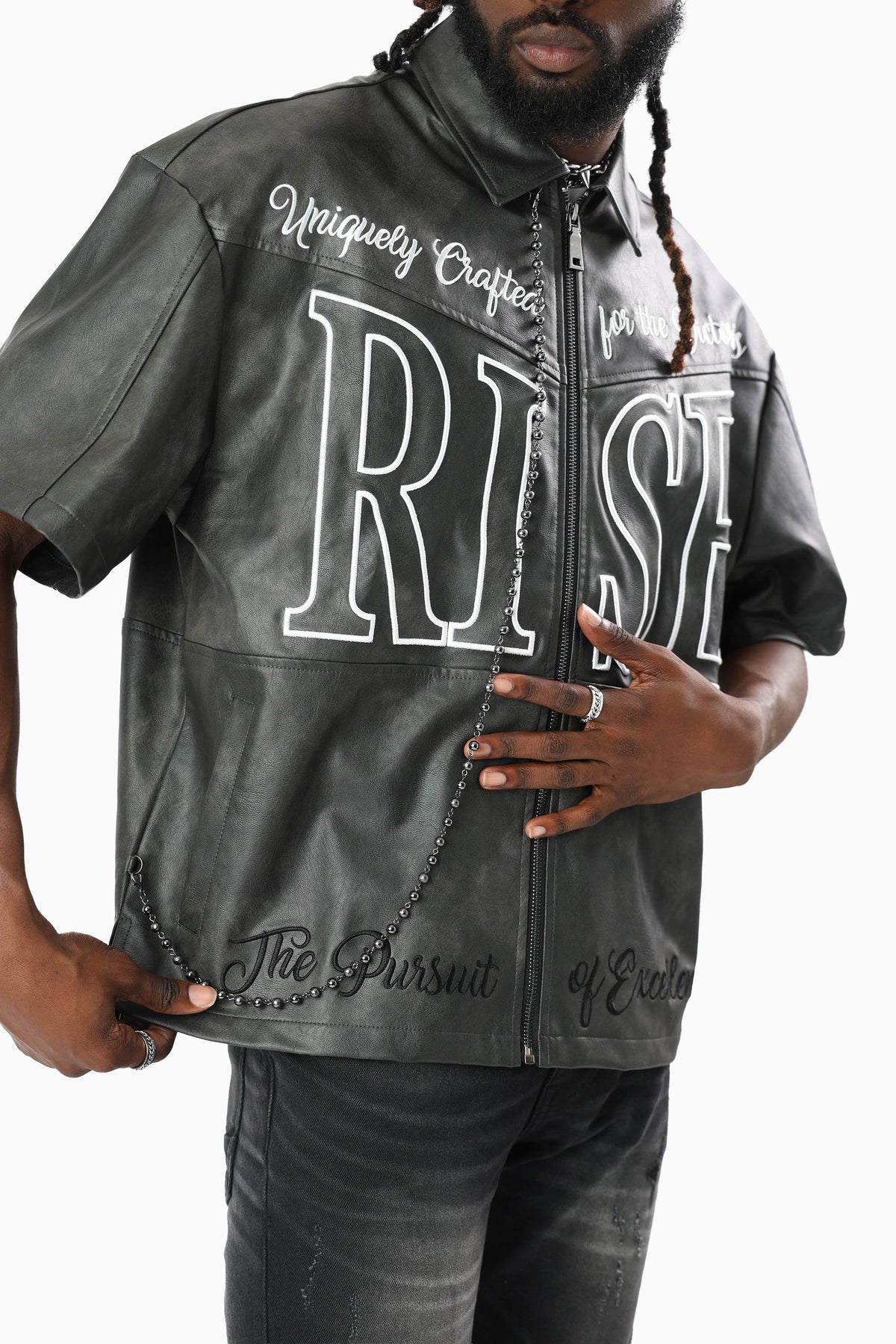 Smoke Rise "Royalty" Colorblack Leather Full Zip Shirt