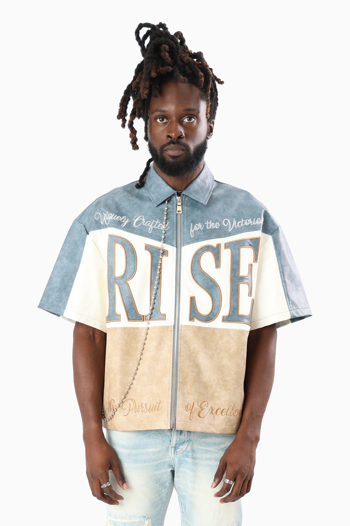 Smoke Rise "Royalty" Colorblack Leather Full Zip Shirt