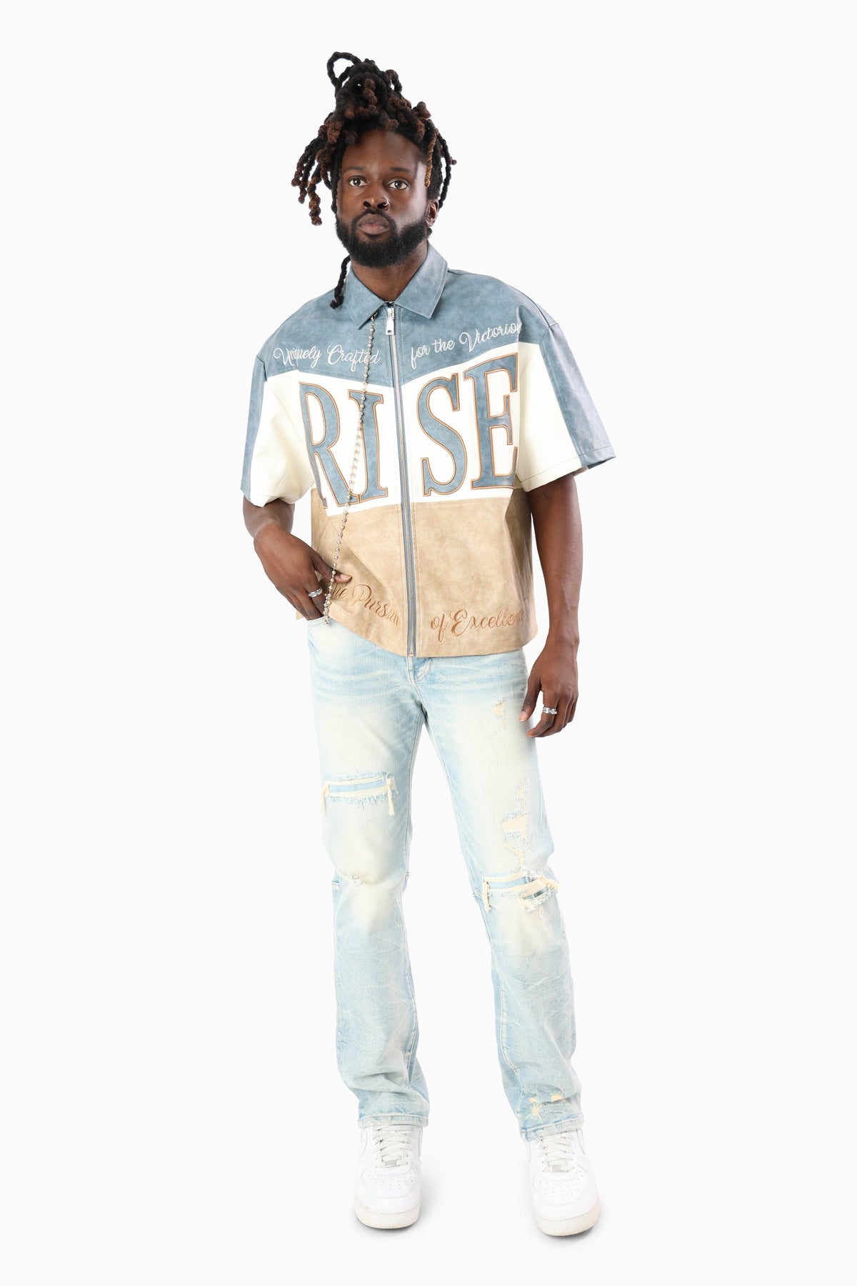 Smoke Rise "Royalty" Colorblack Leather Full Zip Shirt