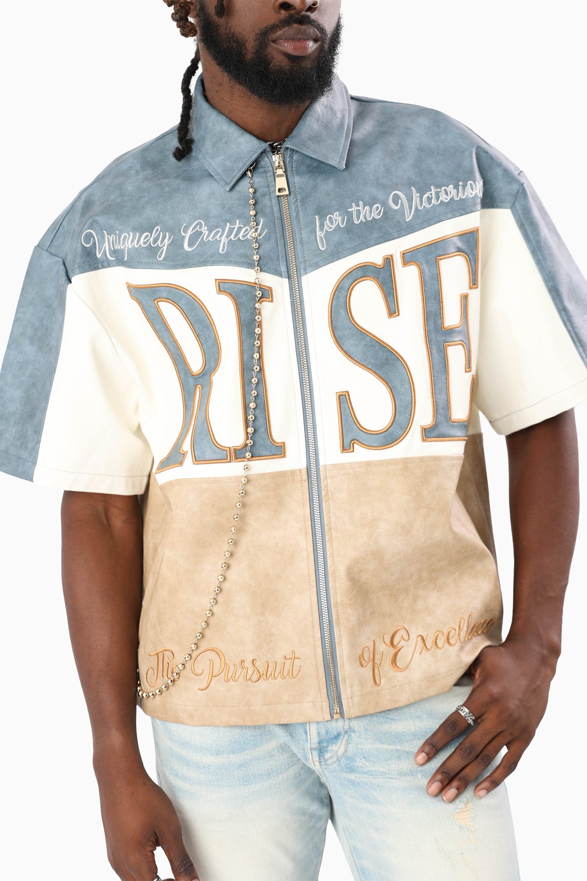 Smoke Rise "Royalty" Colorblack Leather Full Zip Shirt