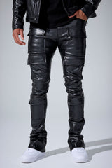 Jordan Craig "Thriller" Skinny Ross  Stacked Cargo Leather Pants