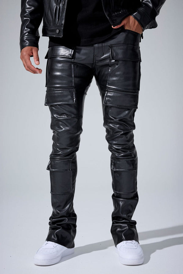Jordan Craig "Thriller" Skinny Ross  Stacked Cargo Leather Pants