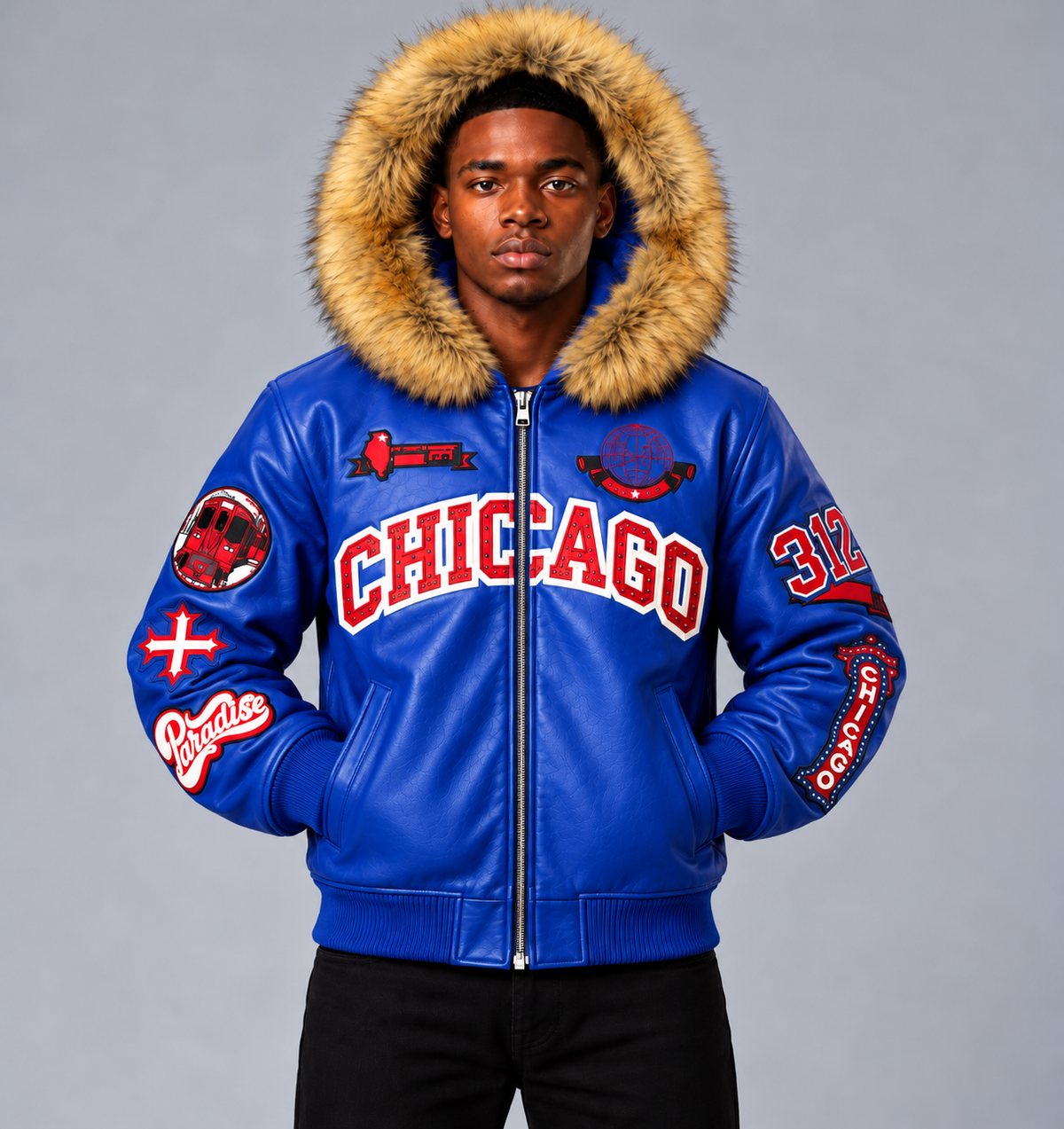 SYIP Exclusive Chicago Leather Jacket - Cubs Colors