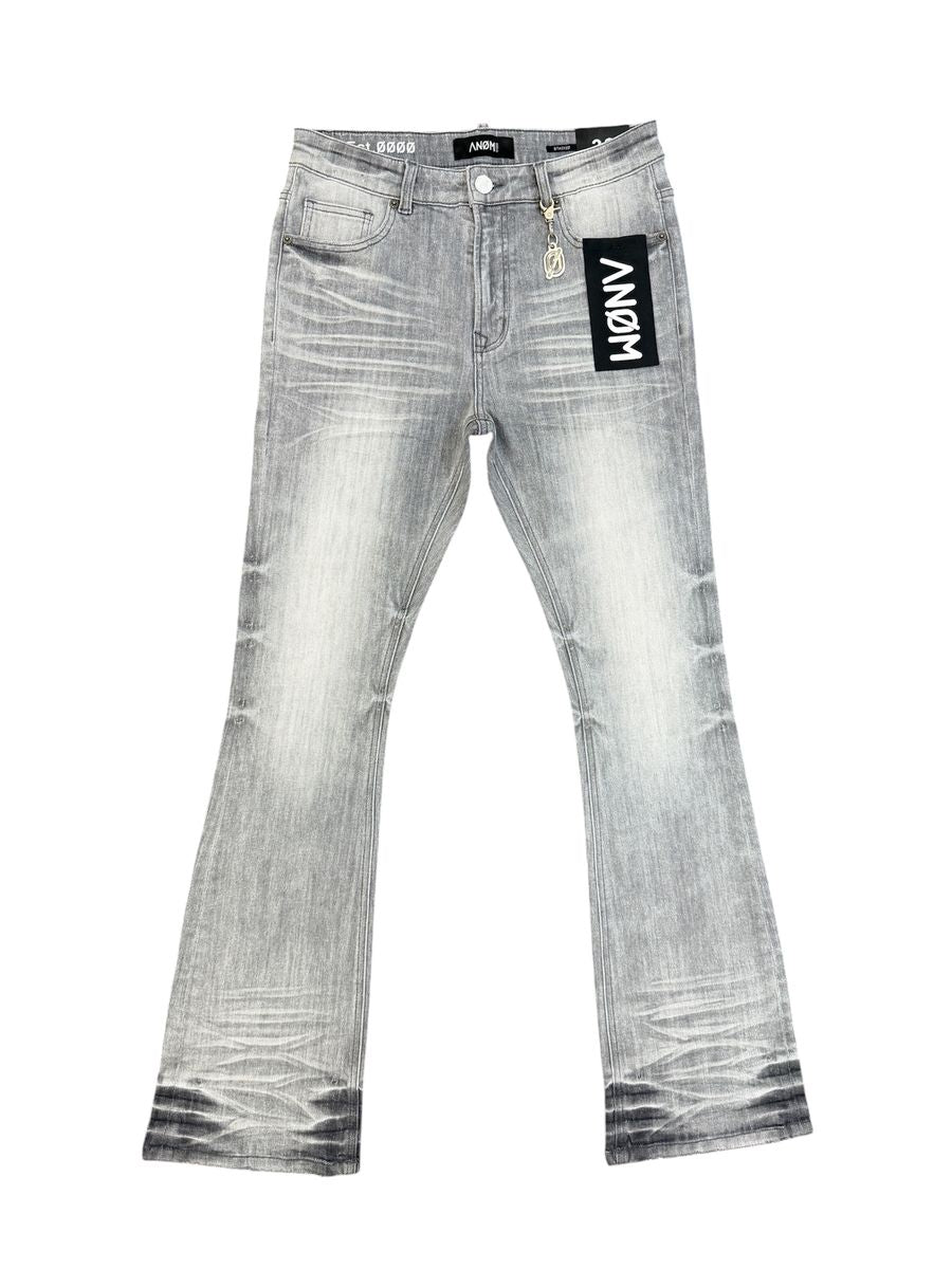 ANOM "Aura" Fitted Stacked Jeans - Light Grey Wash