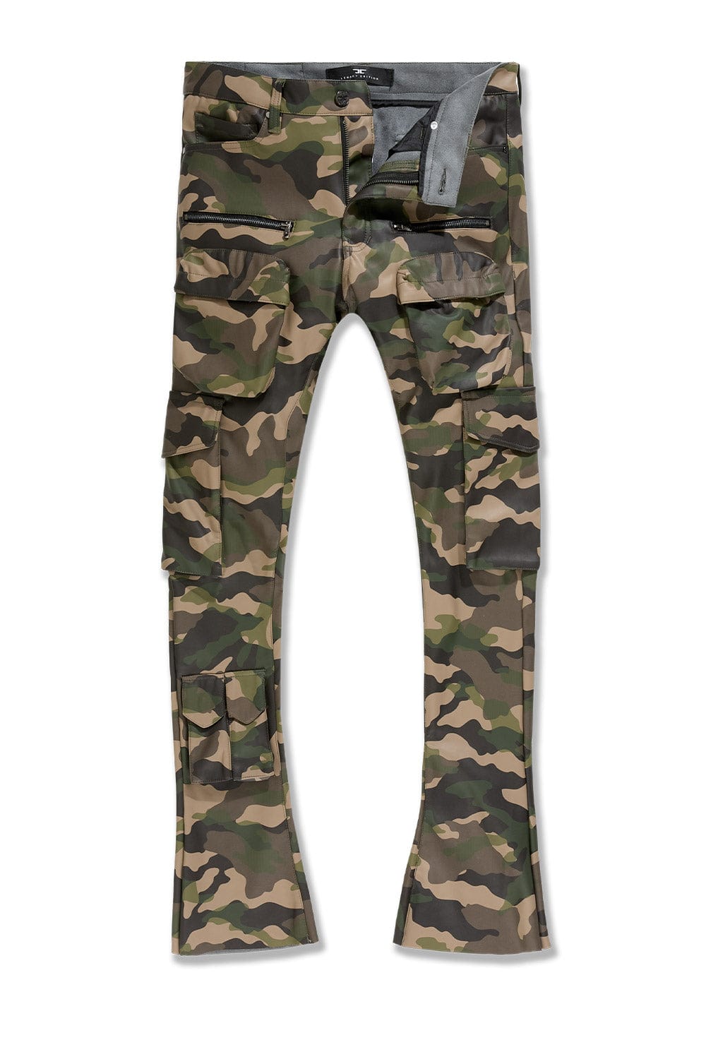 Jordan Craig "Trillest" Skinny Ross Stacked Leather Cargo Pants with Zipper