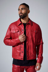 Jordan Craig "Thriller" Leather Button Up Trucker Jacket