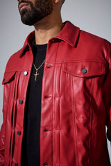Jordan Craig "Thriller" Leather Button Up Trucker Jacket