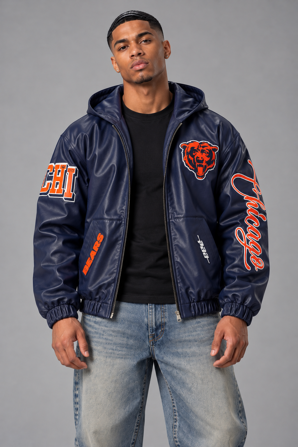 Pro Standard DC Exclusive Chicago Bears Leather Jacket - Navy