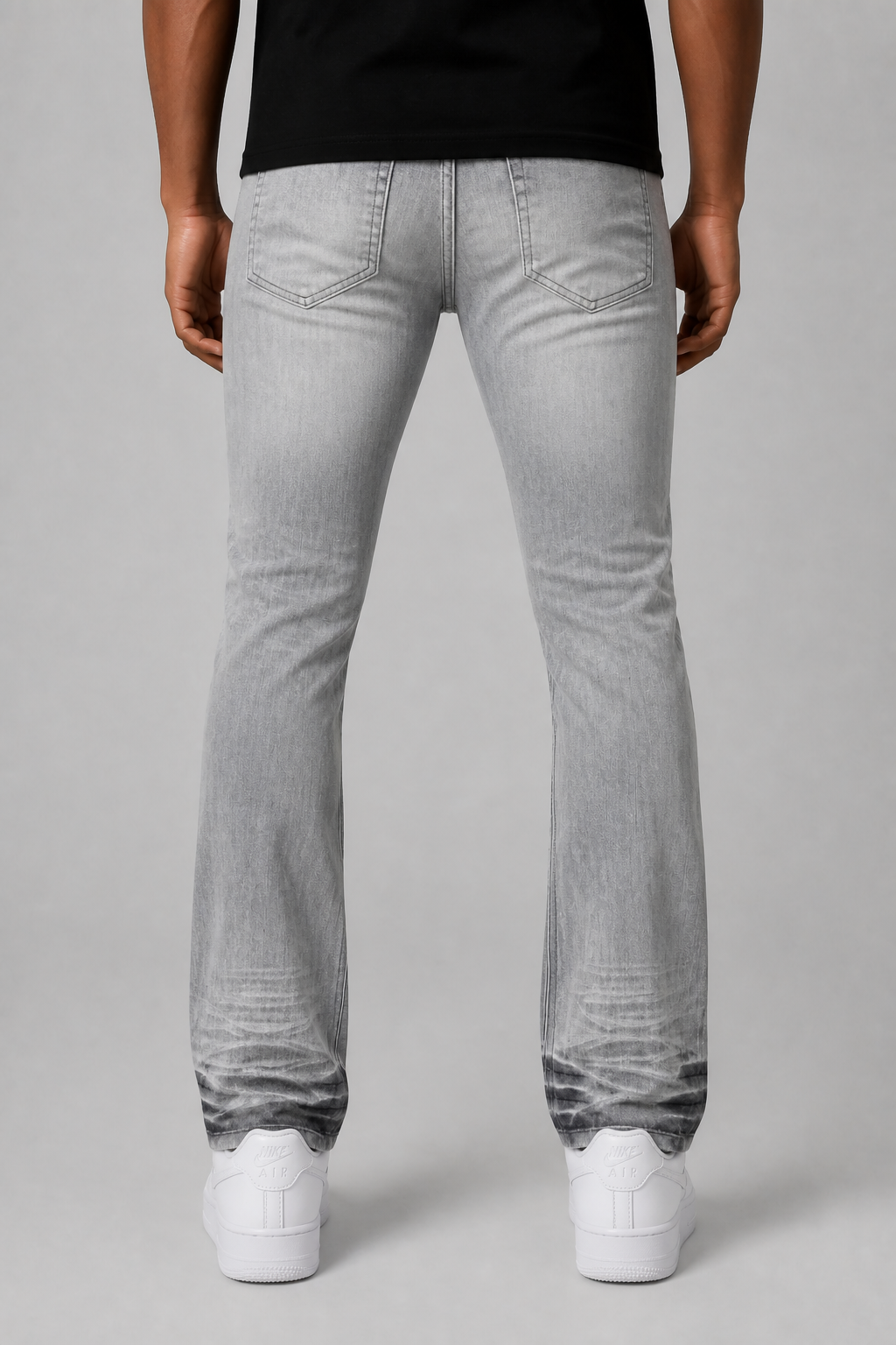 ANOM "Aura" Fitted Stacked Jeans - Light Grey Wash