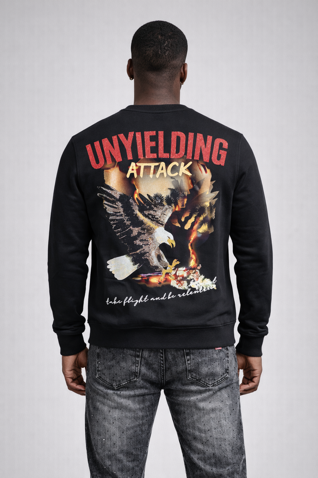 Reelistik "Unyielding" Rhinestone Crewneck
