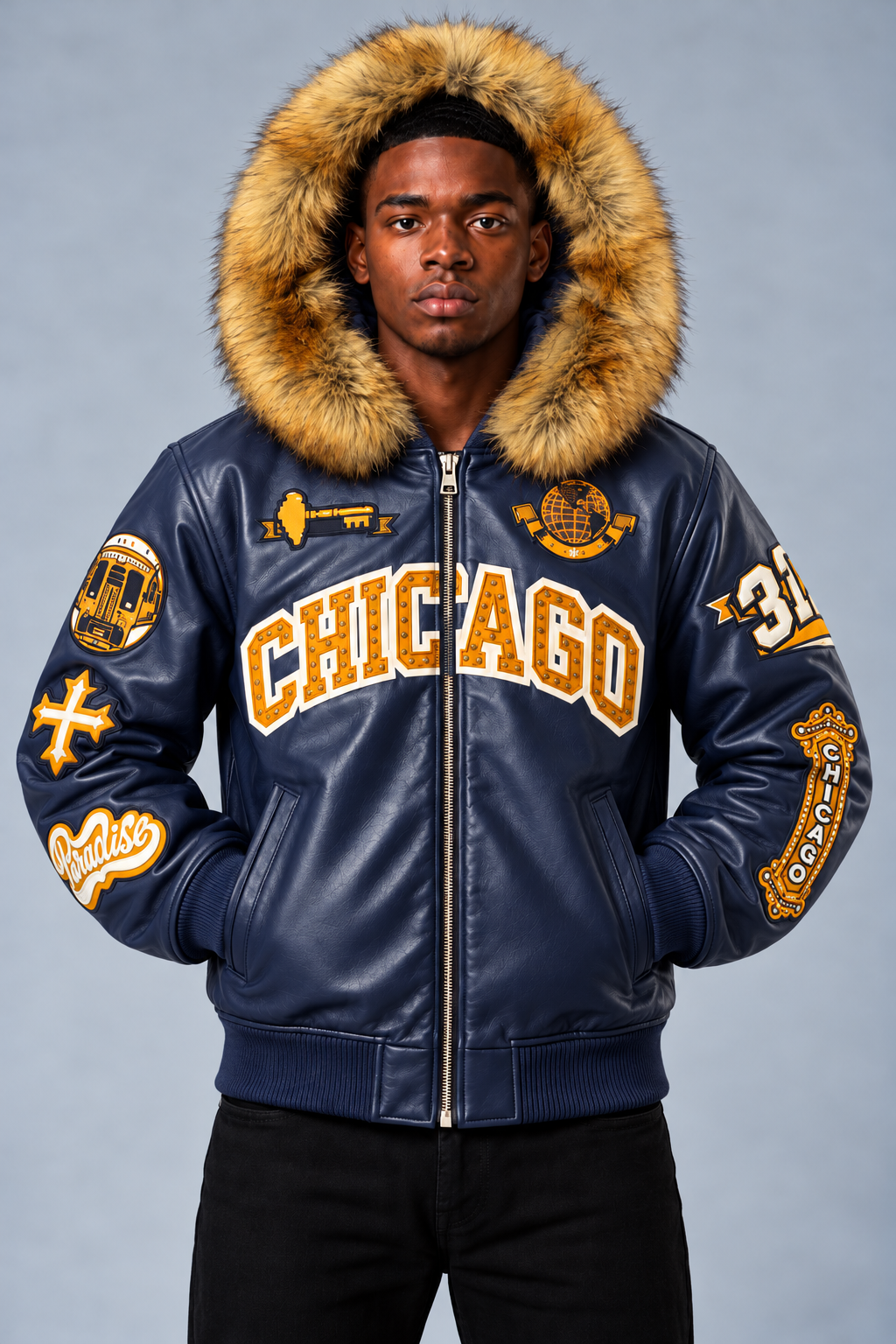 SYIP Exclusive Chicago Leather Jacket - Bears Colors