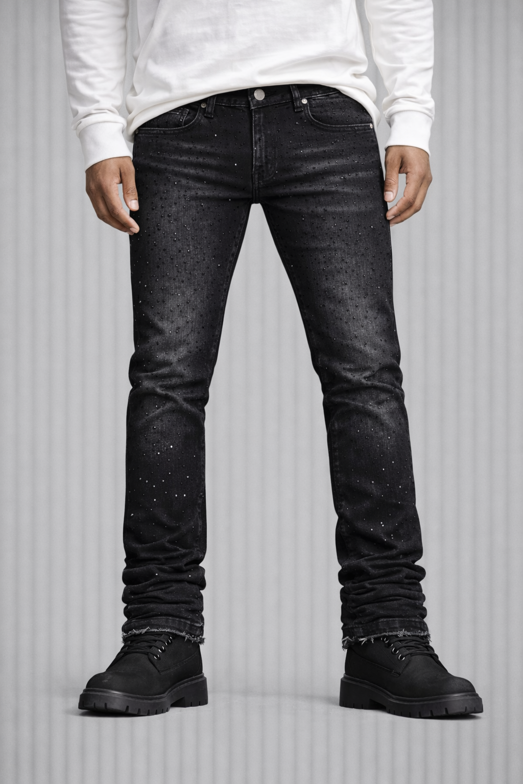 Damati Rhinstone Stacked Jeans