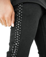 Preme Black Jet Black Flare Jean with Stones