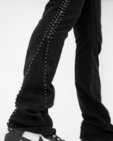 Preme Black Jet Black Flare Jean with Stones