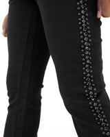 Preme Black Jet Black Flare Jean with Stones