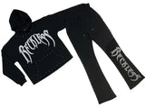 Focus "Reckless" Stud Hoodie and Flare Pants Jogger Set
