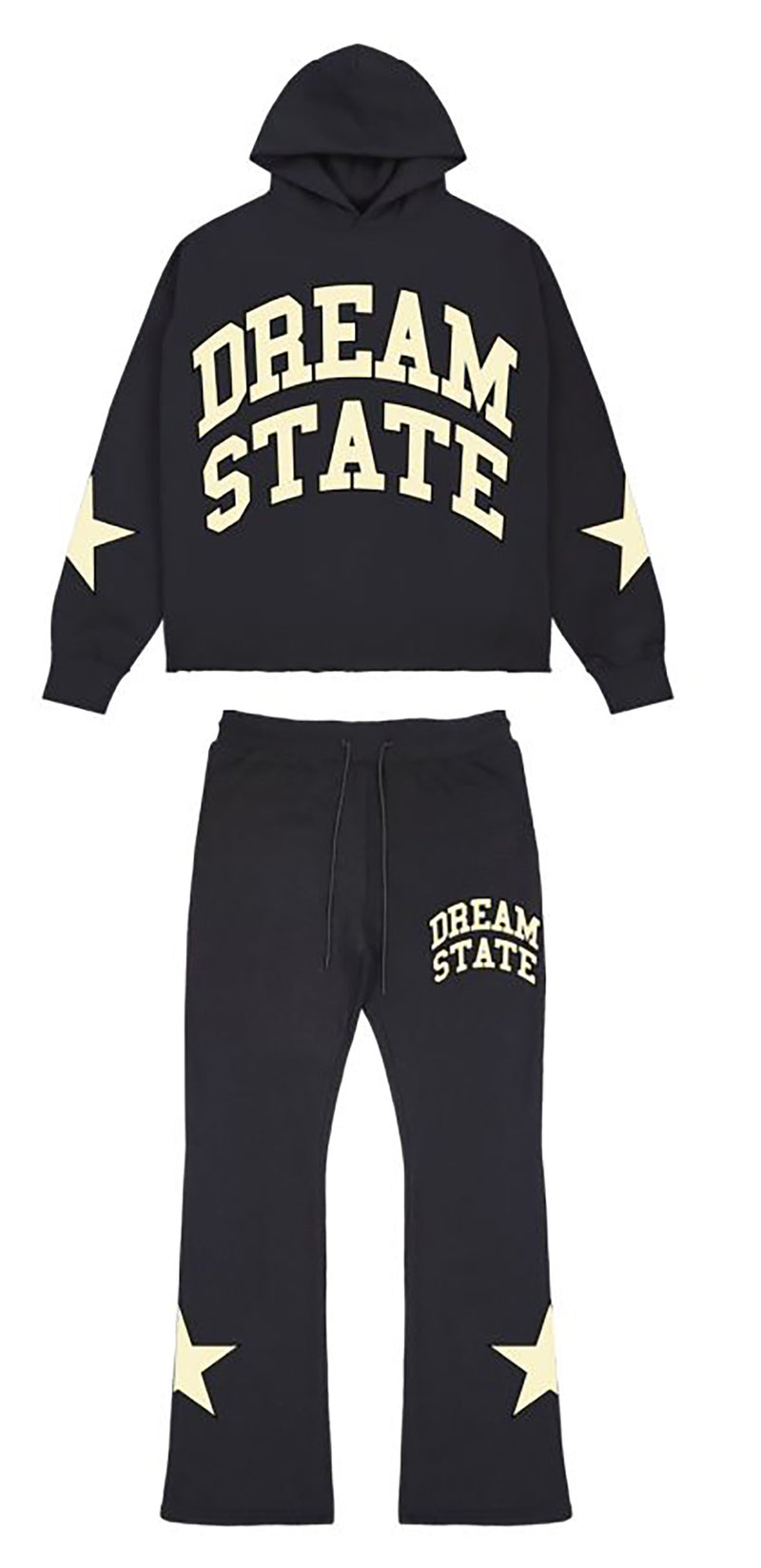 Roku "Dream State" Fleece Cropped Hoodie Flare Sweatpants Set