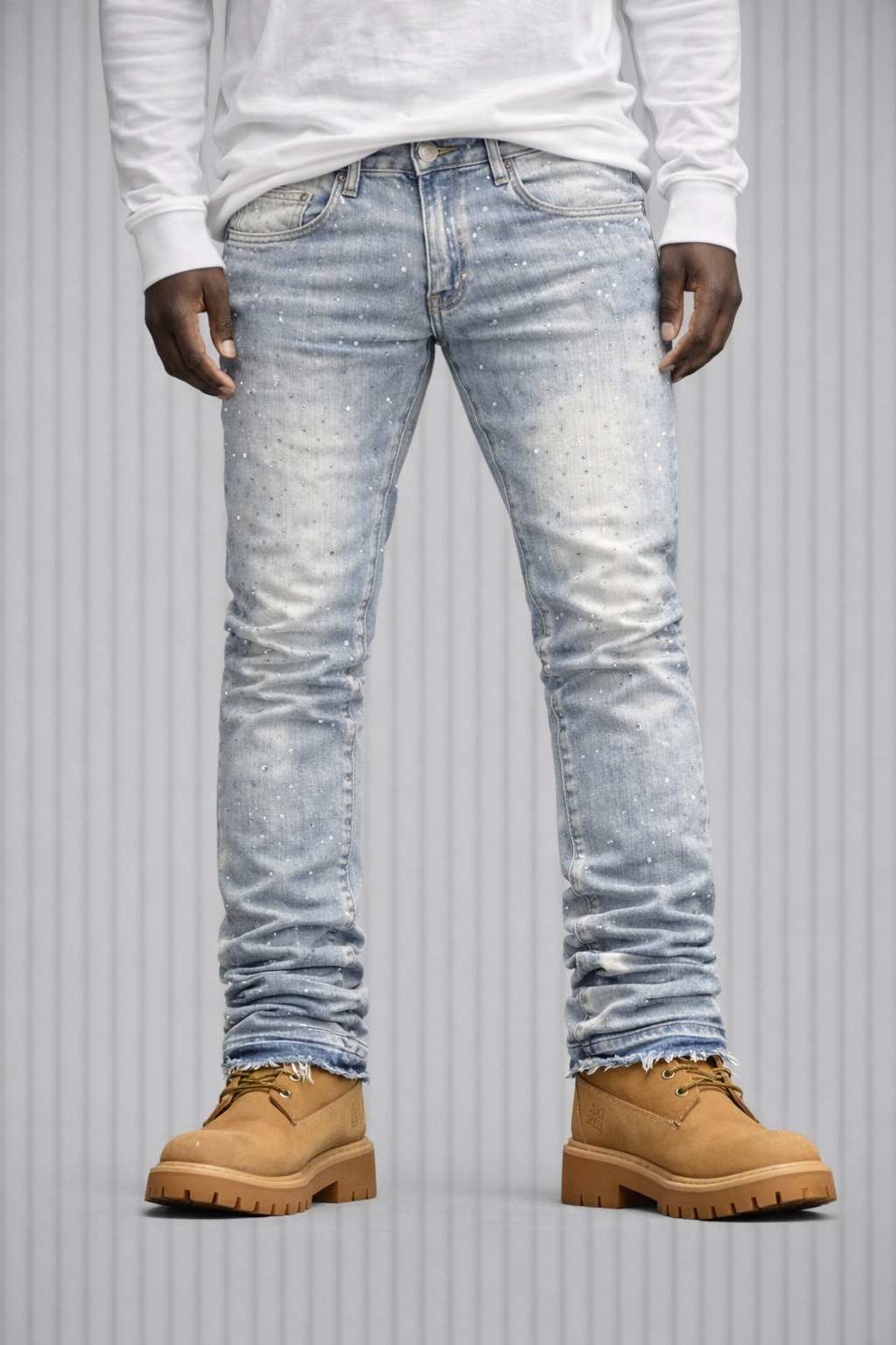 Damati Rhinstone Stacked Jeans