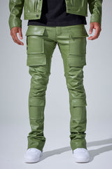 Jordan Craig "Thriller" Skinny Ross  Stacked Cargo Leather Pants