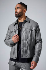 Jordan Craig "Thriller" Leather Button Up Trucker Jacket