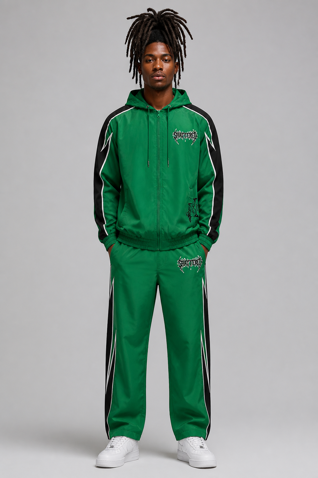 Shattered Hearts Nylon Track Suit