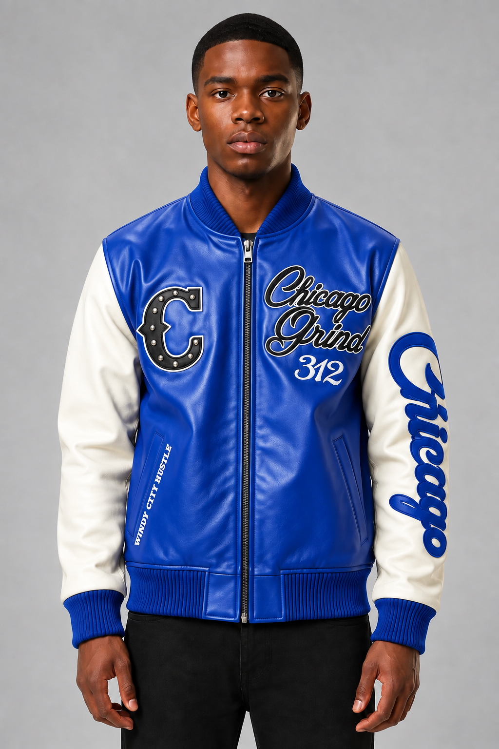 Roku Studio DC Exclusive Chi Grind  Leather Jacket (Cubs Colors)