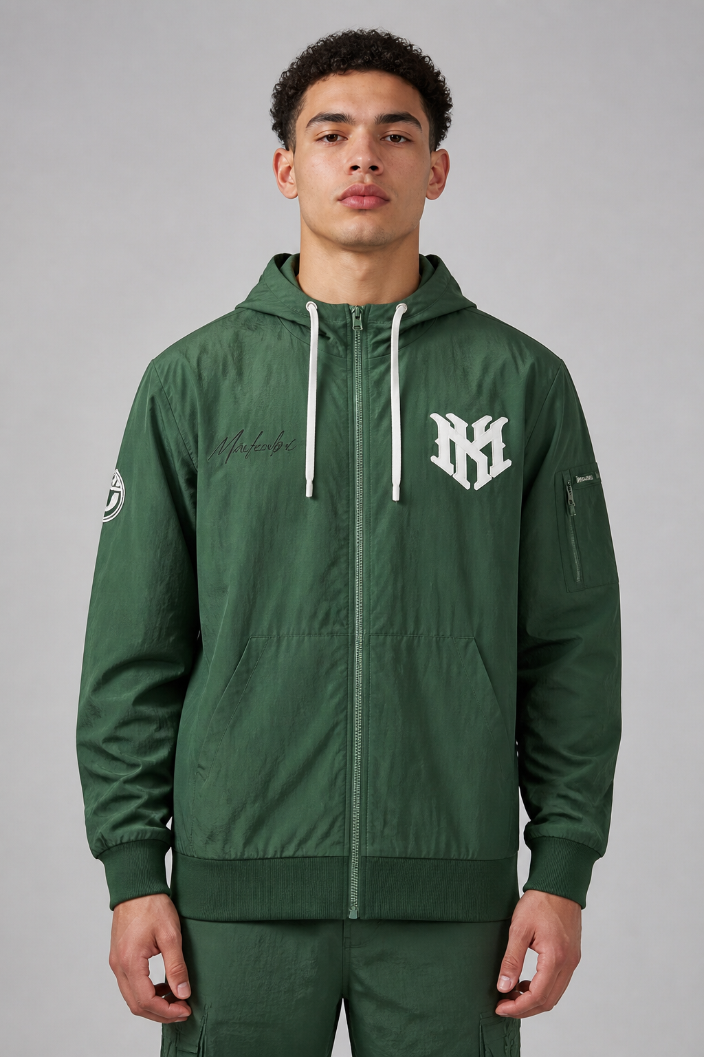 Makobi "Adorni Elite Club" Nylon Windbreaker Zip-up Hoodie Jacket