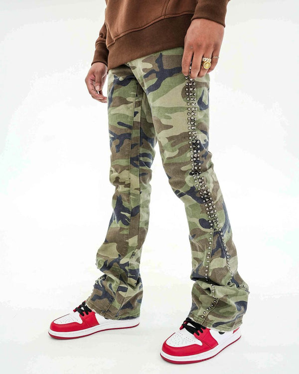Preme Camo Woodland Camo Flared Studs Jean