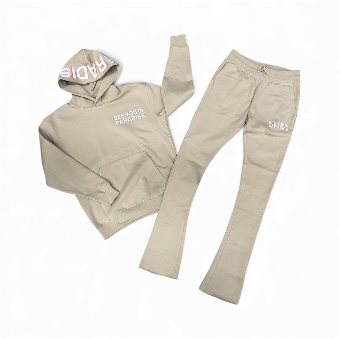 See You In Paradise Fleece Hoodie & Stacked Pants Jogging Suits