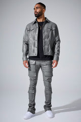Jordan Craig "Thriller" Skinny Ross  Stacked Cargo Leather Pants
